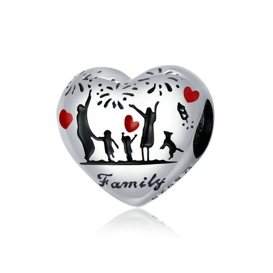 Thanksgiving Family Sterling Silver Heart Charm Bead-DUNALI