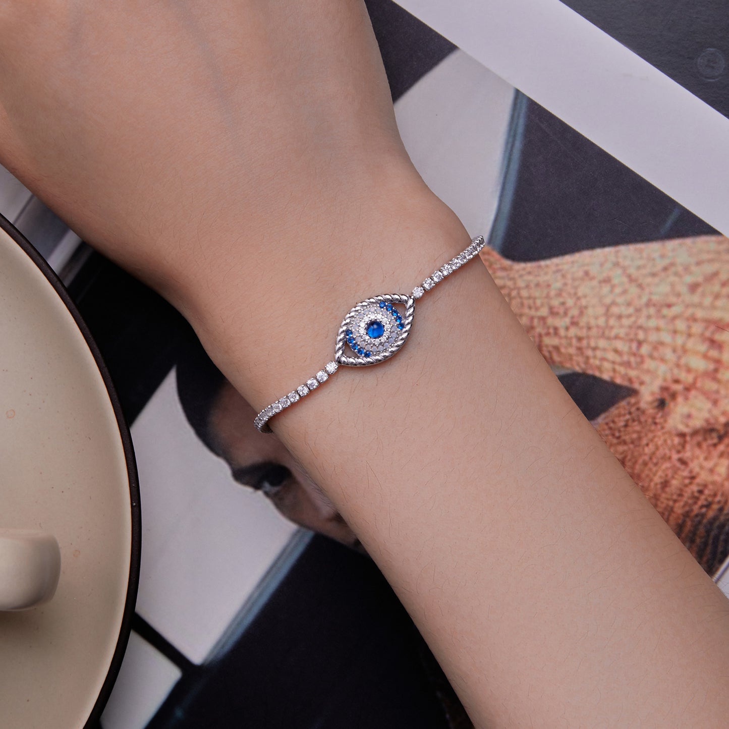 Bracelet Tennis Devil Eye Guardian Bleu Royal