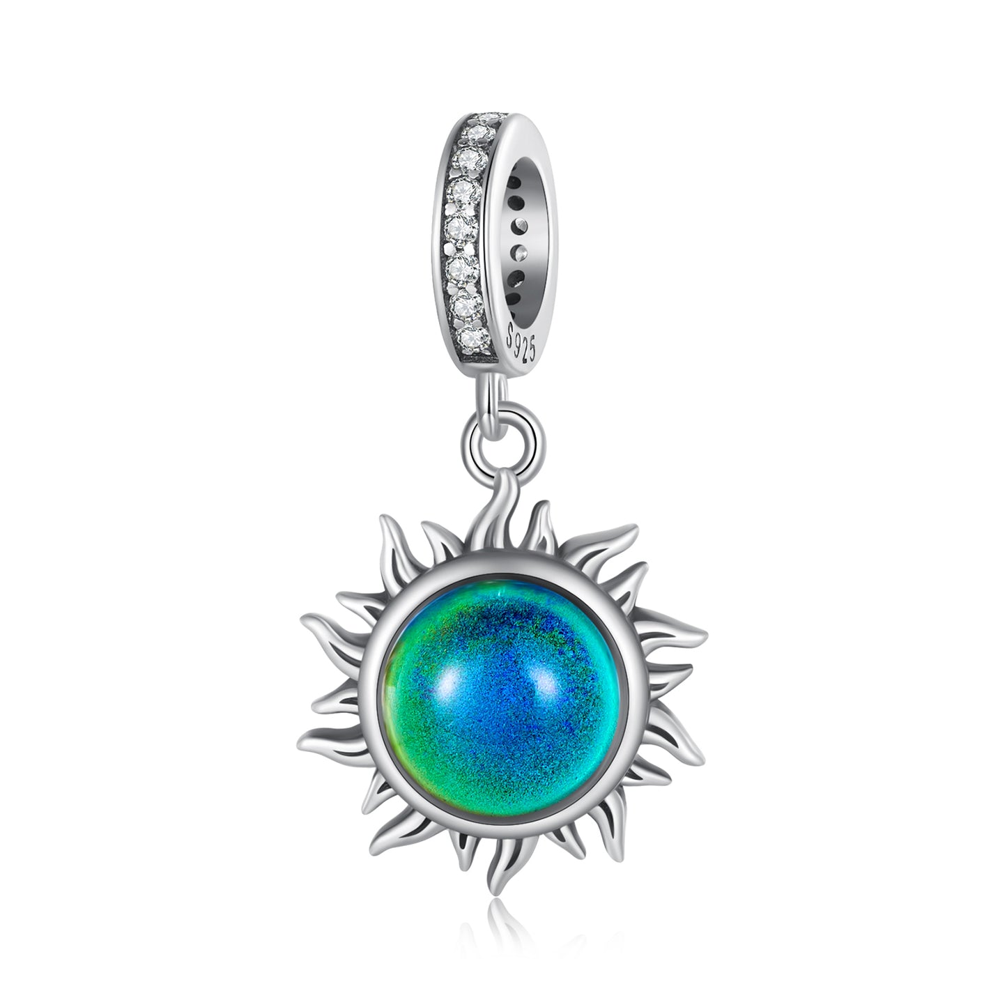 Charm Pendentif en Pierre d'Humeur Solaire à Changement de Couleur