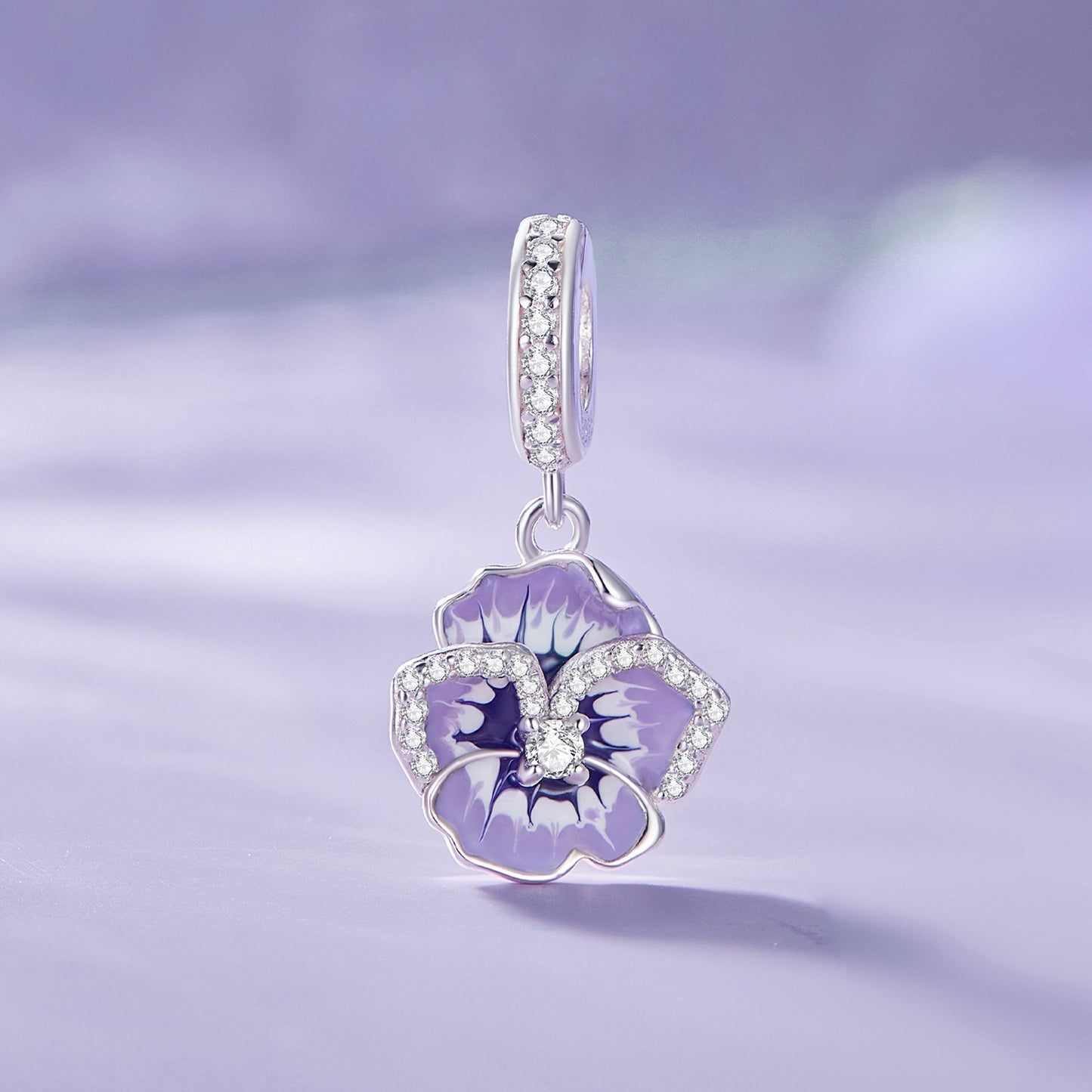 Charm Pendentif Pensée Violette Élégante