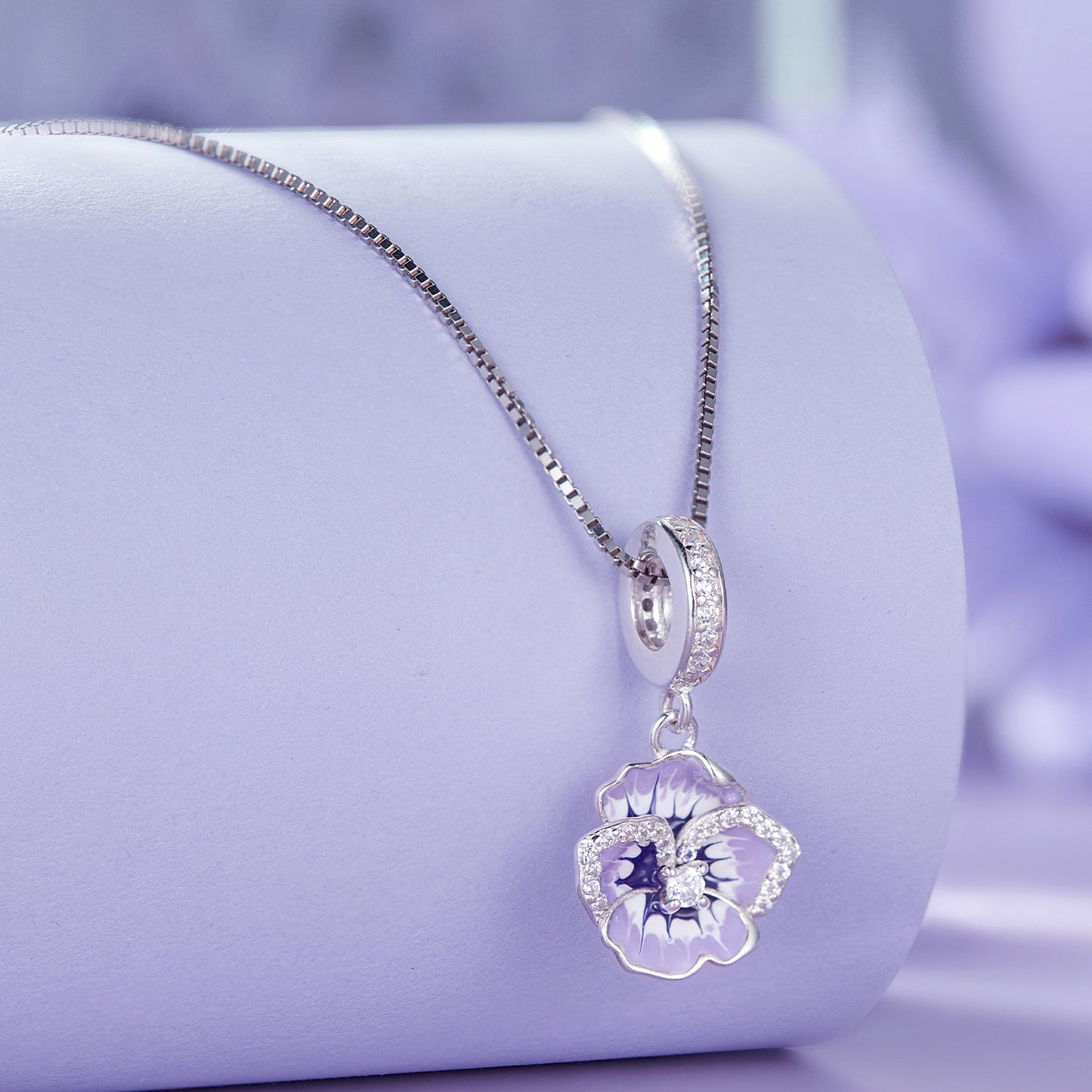 Charm Pendentif Pensée Violette Élégante