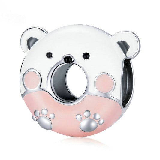 Pink Bear Donut Sterling Silver Bead Charm-DUNALI