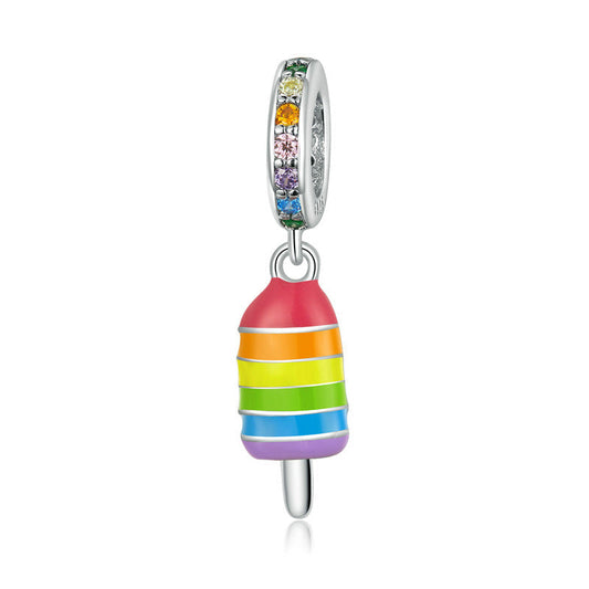 Rainbow Ice Cream Sterling Silver Charm Pendant-DUNALI