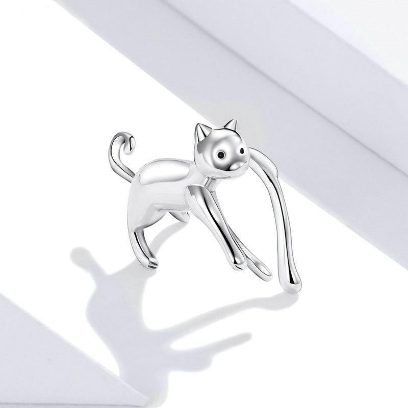 Clip per osso dell'orecchio di gattino carino in argento sterling 925
