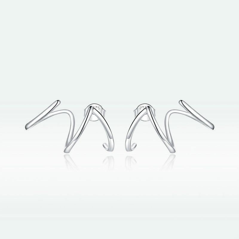 Clip per orecchie con linee minimaliste in argento sterling 925