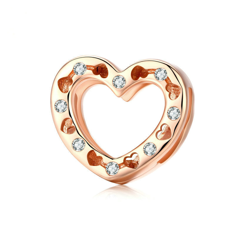 Affection Love Heart Rose Gold Charm Bead-DUNALI