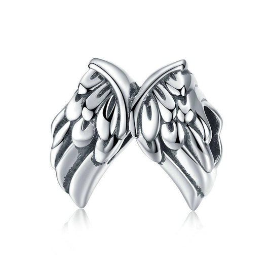 Perla di fascino con ali d'angelo in argento sterling