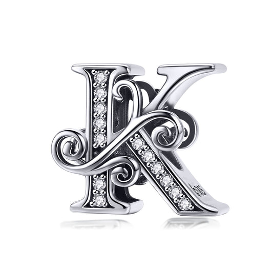 Charm Lettre K Creuse en Argent Sterling