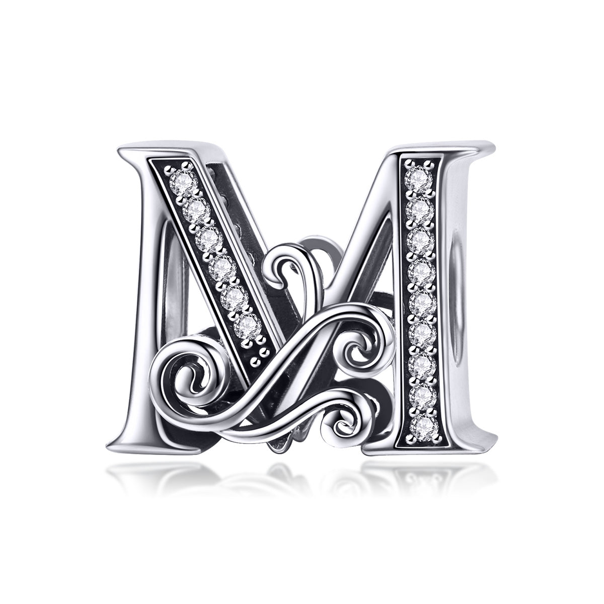 Charm Lettre M Creuse en Argent Sterling