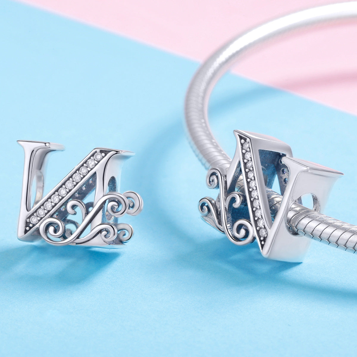 Charm Lettre N Creuse en Argent Sterling