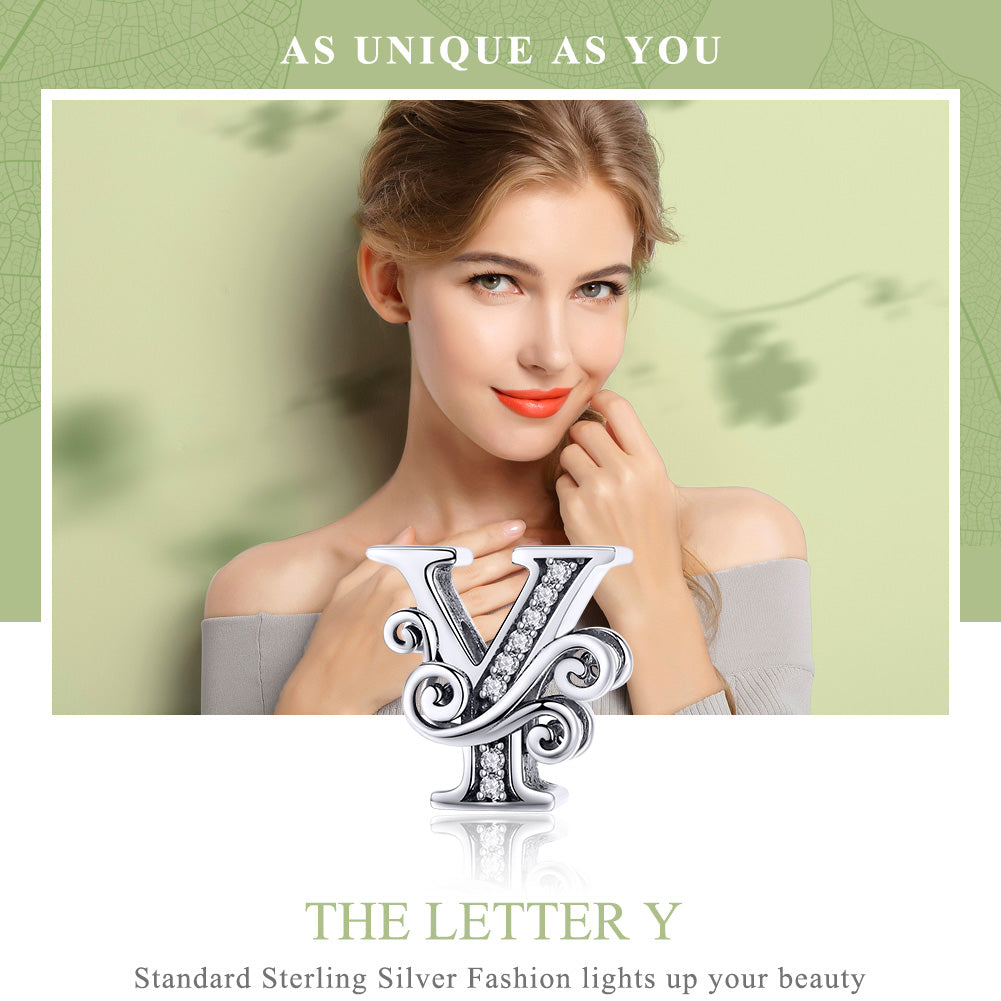 Charm Lettre Y Creuse en Argent Sterling