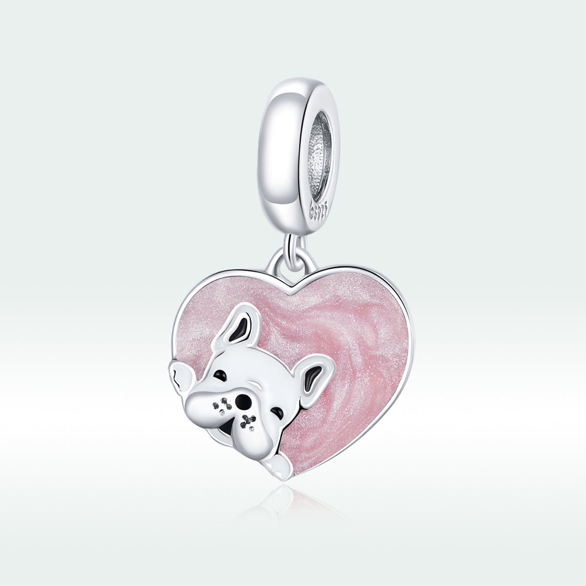 Charm Pendentif Animaux Coeur Chiot Rose