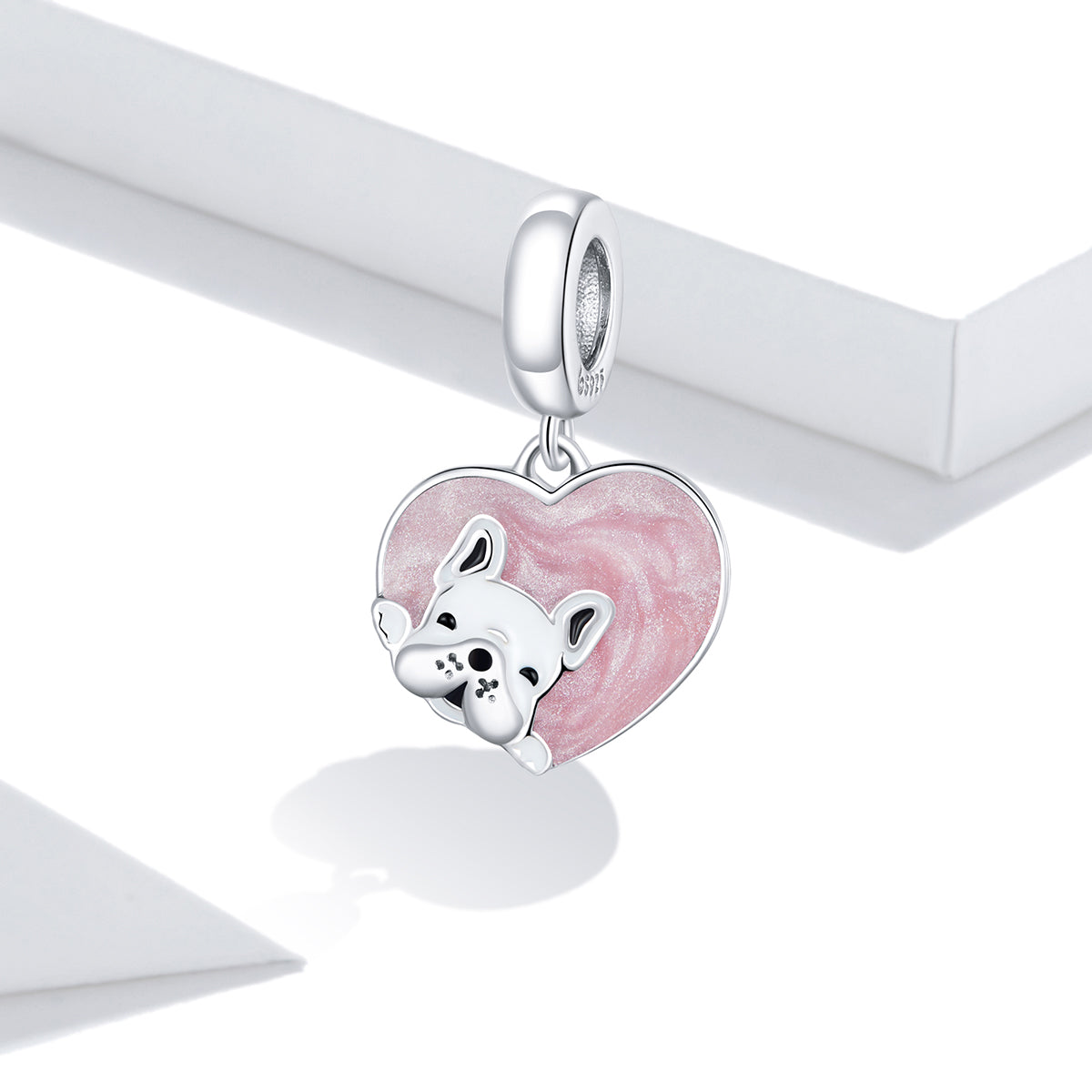 Charm Pendentif Animaux Coeur Chiot Rose