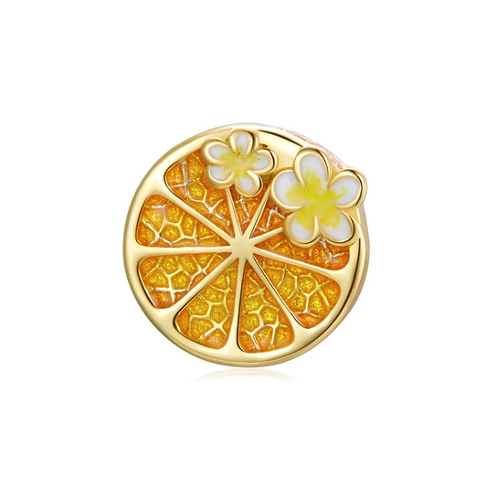 Ciondolo al limone con fiori di ciliegio dorato