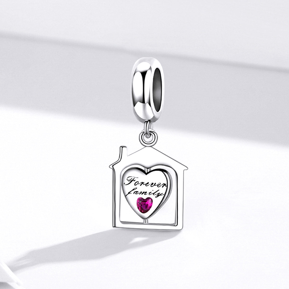 Charm pendant Forever Family-Happy House Coeur