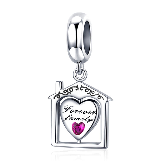 Charm pendant Forever Family-Happy House Coeur