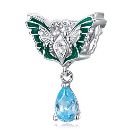 Charm con perline doppie farfalle in argento sterling