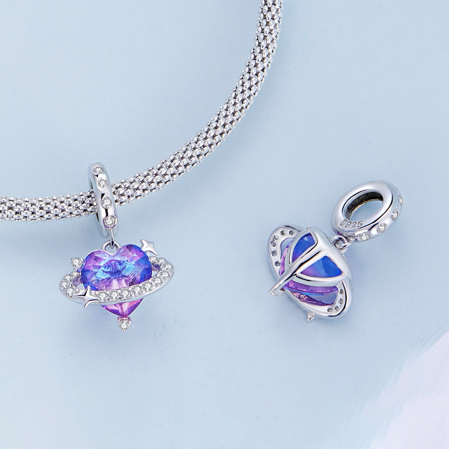 Charm Pendentif Coeur Planète Fille Violette