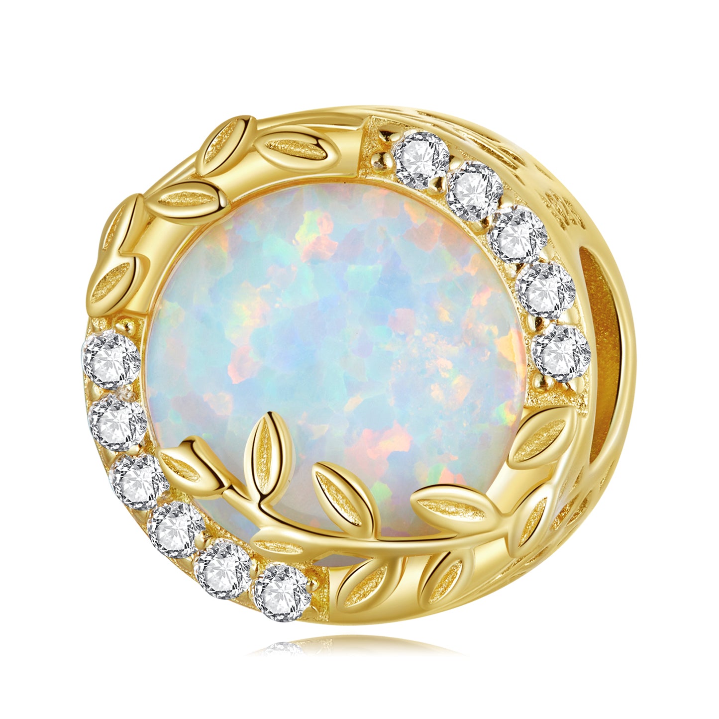 Charm d'Opale de Feuilles d'Or