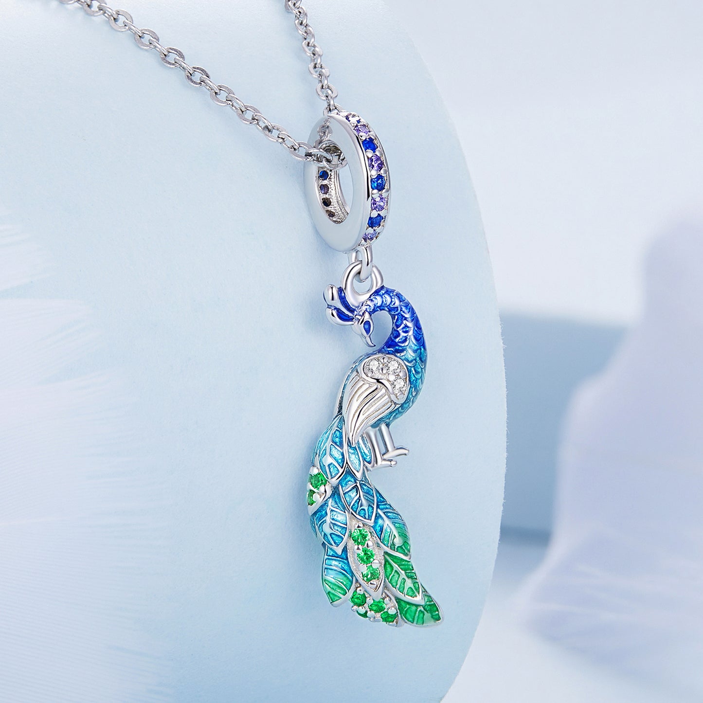 Pendentif Animaux Paon Bleu-vert Dégradé