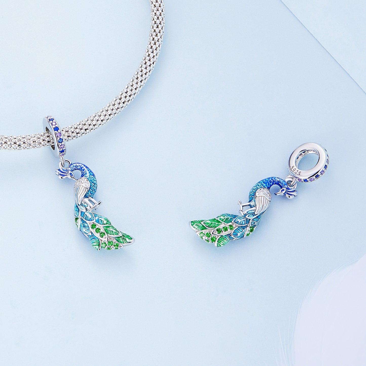 Pendentif Animaux Paon Bleu-vert Dégradé