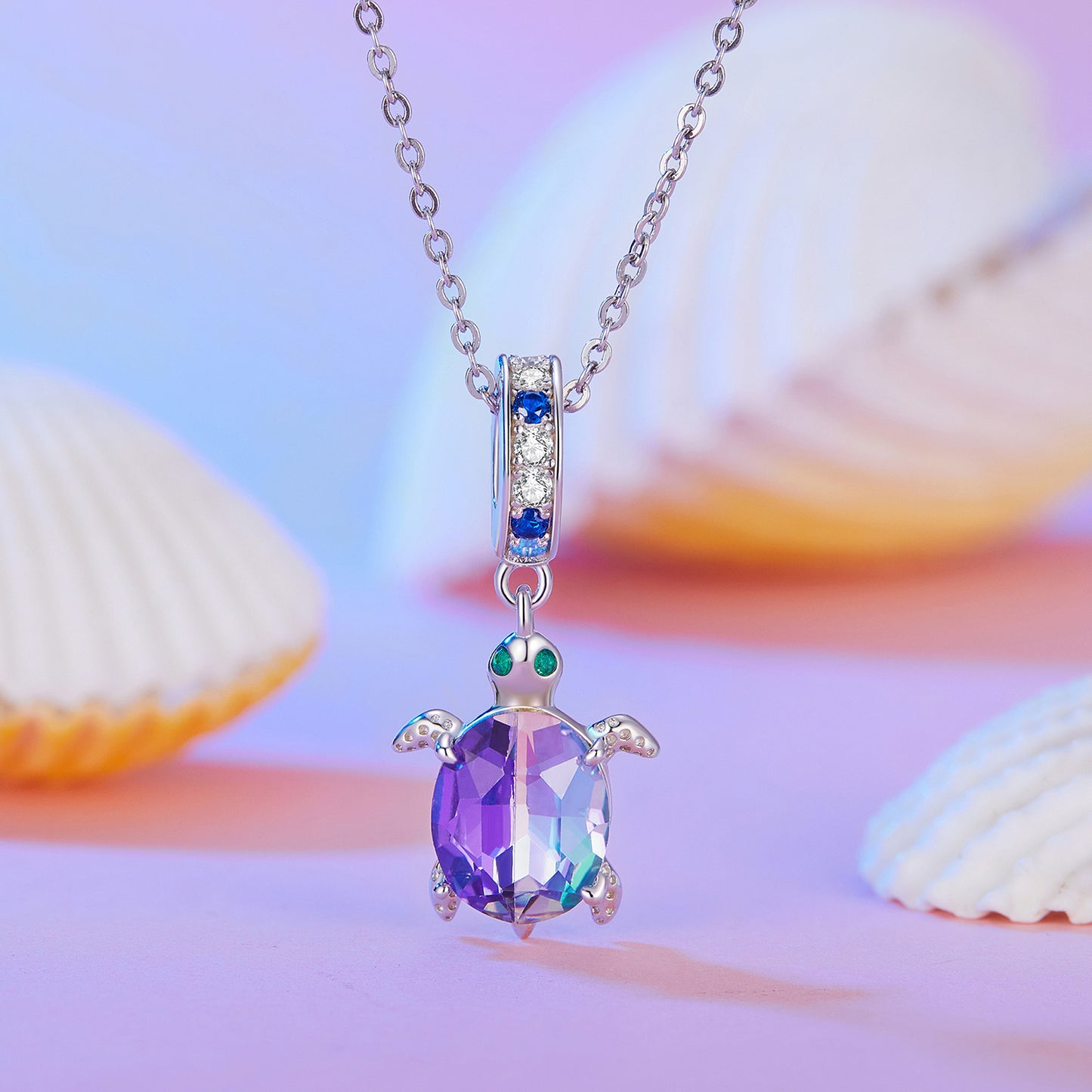 La vie marine- Charm Pendentif Animaux Océan Tortue Violet Irisé