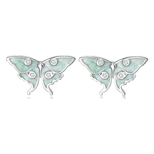 Boucles D'oreilles Tiges Papillon Vert