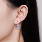 Boucles d'oreilles Créoles Flocon de Neige Bleu