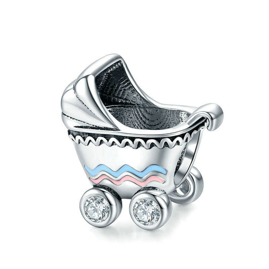 Baby Carriage Sterling Silver Handmade Charm Bead-DUNALI