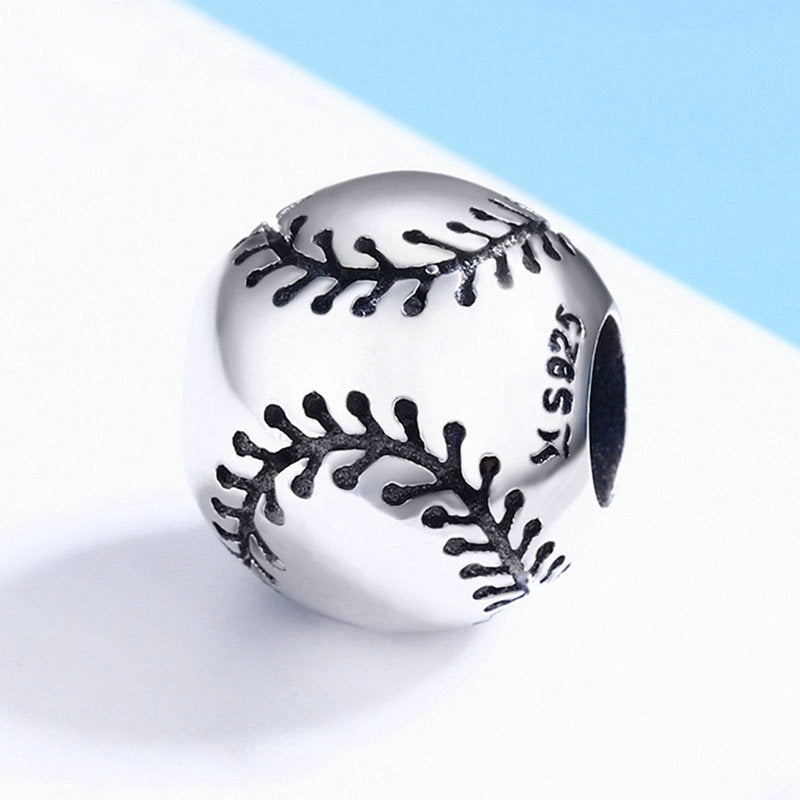 Perle de Charme de Boule D'argent Sterling D'amour de Baseball