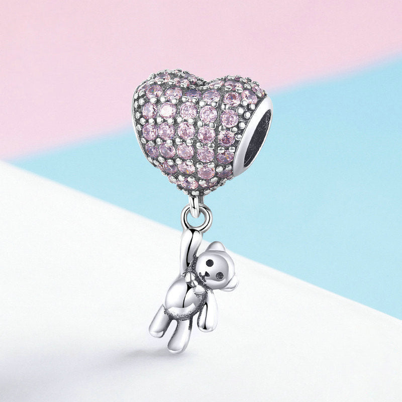 Perle de charme Animaux en argent sterling ours et ballon