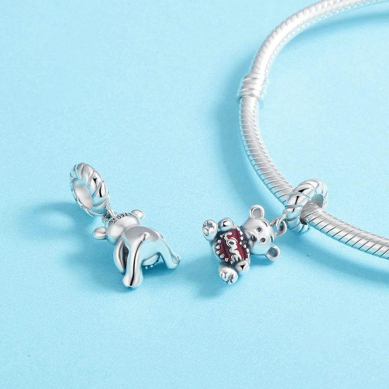 Animaux Pendentif D'Amour De Câlin D'Ours En Argent Sterling 925