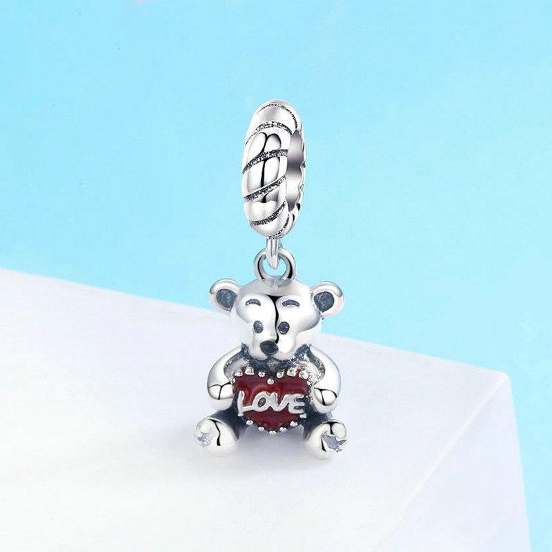 Pendente Amore Abbraccio Orso in Argento 925