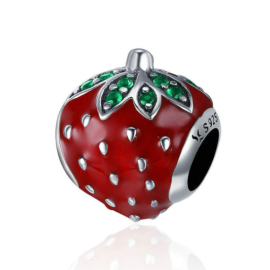 Big Strawberry Sterling Silver Charm Bead-DUNALI