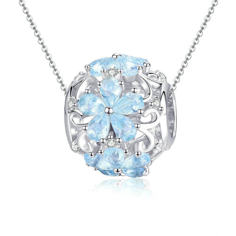 Perle de charme en argent sterling bleu élégant flocon de neige