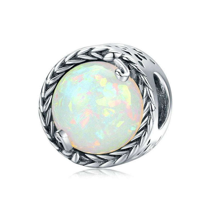 Perle En Argent Sterling Avec Opale Blanche De Vigne Vintage