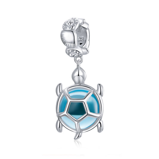 Pendentif Animaux Océan Tortue Bleu Fantaisie en Argent Sterling