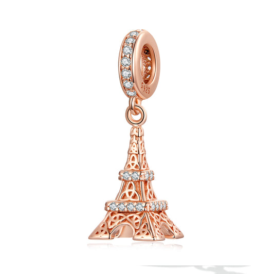 Charm Pendentif Tour Eiffel Or Rose