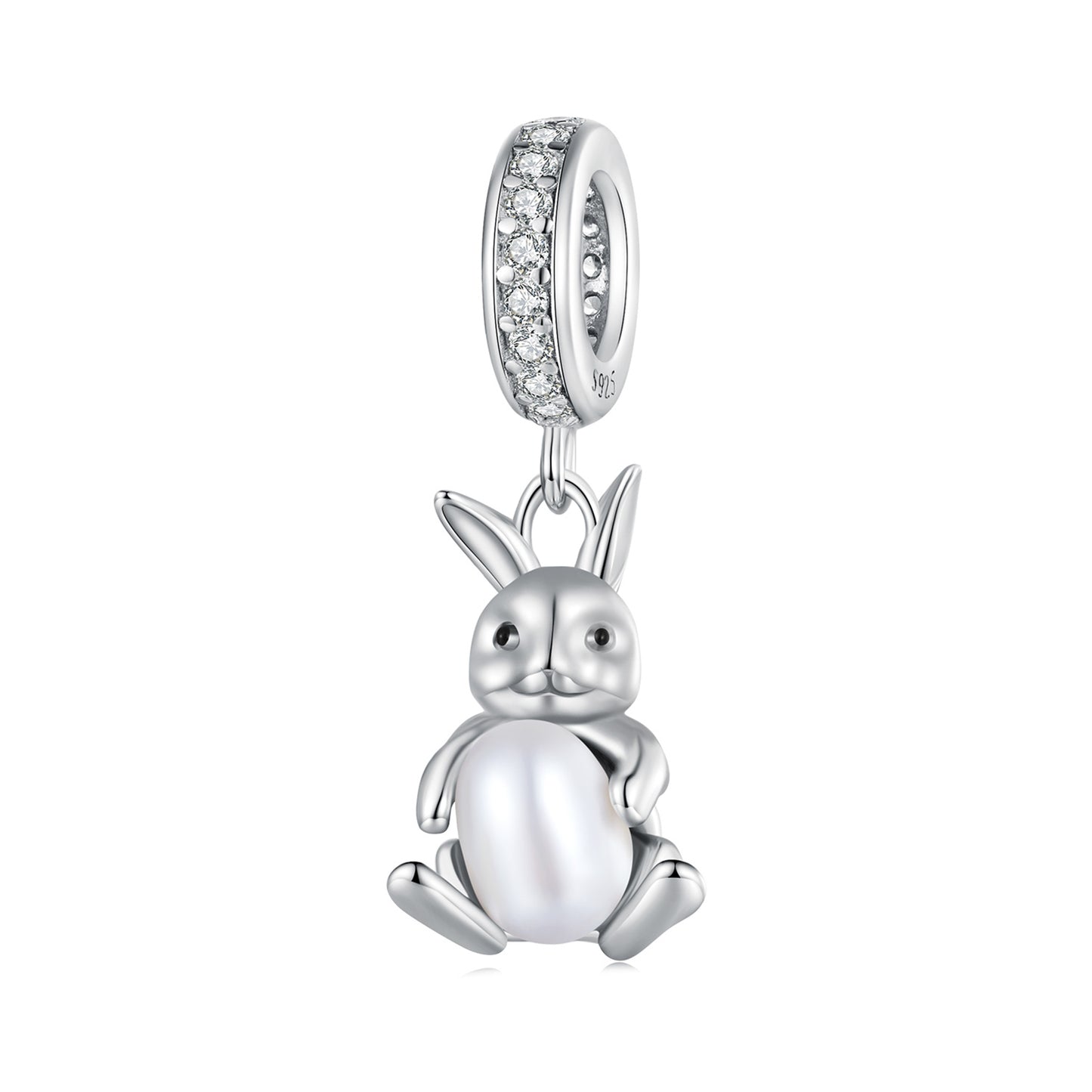 Charm Animaux Lapin Tenant Une Perle