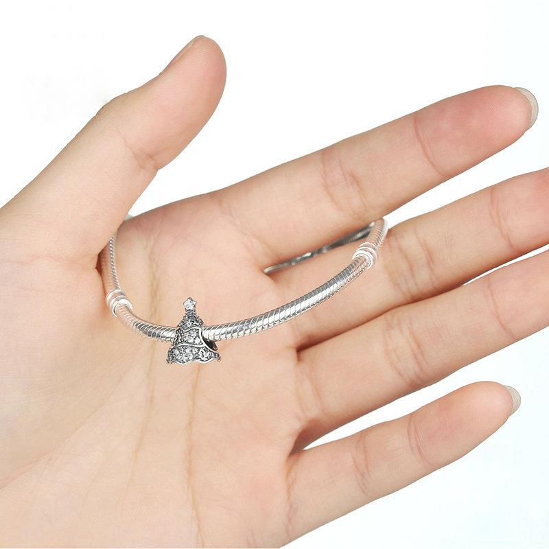 Bracciale con ciondoli a forma di albero di Natale in argento sterling