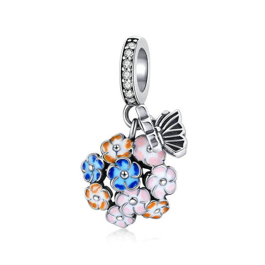 Colorful Garden Sterling Silver Pendant Charm-DUNALI