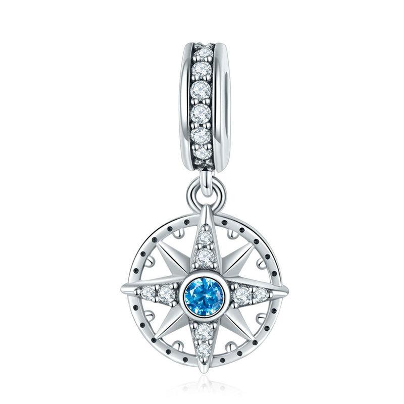 Pendente per collana con bussola in argento sterling