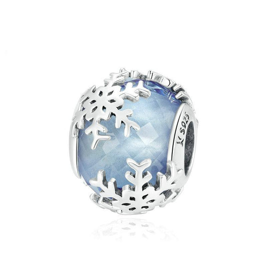 Perla di fascino della sfera di vetro del fiocco di neve di cristallo blu