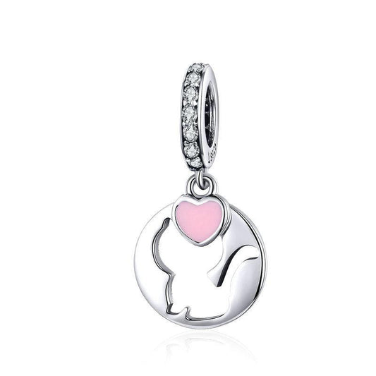 Ciondolo in argento sterling rosa carino gatto amore