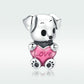 Cute Dog Hug Love Pink Heart Charm Bead