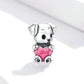 Cute Dog Hug Love Pink Heart Charm Bead
