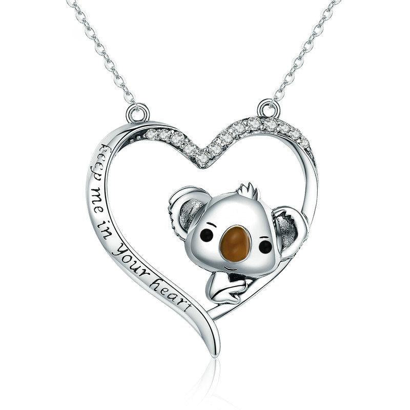 Simpatica collana di moda in argento sterling Koala