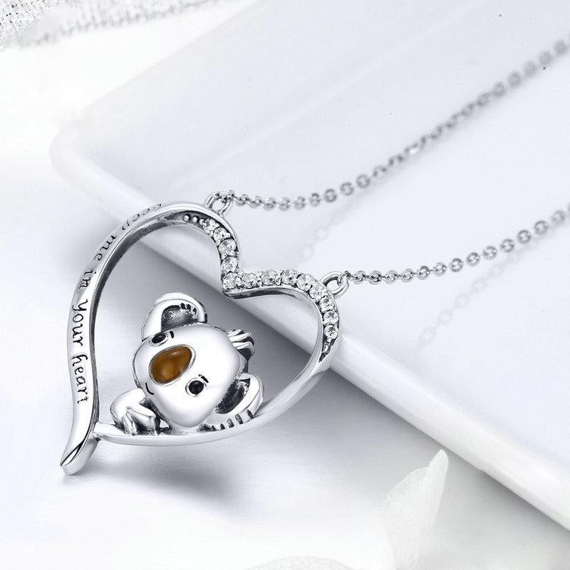 Simpatica collana di moda in argento sterling Koala