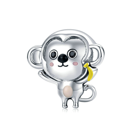 Cute Little Monkey Sterling Silver Charm Bead-DUNALI