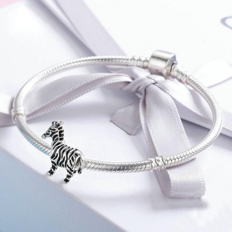 Simpatico braccialetto con perline in argento sterling zebrato